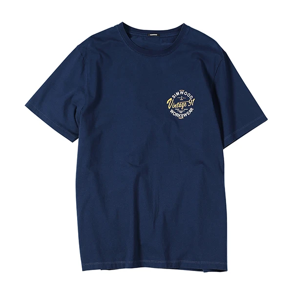 SIMWOOD, летняя мужская футболка, хлопок, принт с буквами, футболка, модный топ размера плюс, высокое качество, футболка, брендовая одежда 190154 - Цвет: royal blue