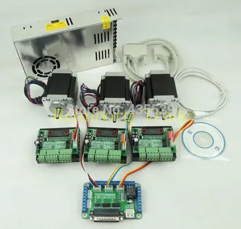 

CNC Router 3 Axis kit, 3pcs TB6560 single axis stepper motor driver+breakout board +3pcs nema23 motor +one power supply