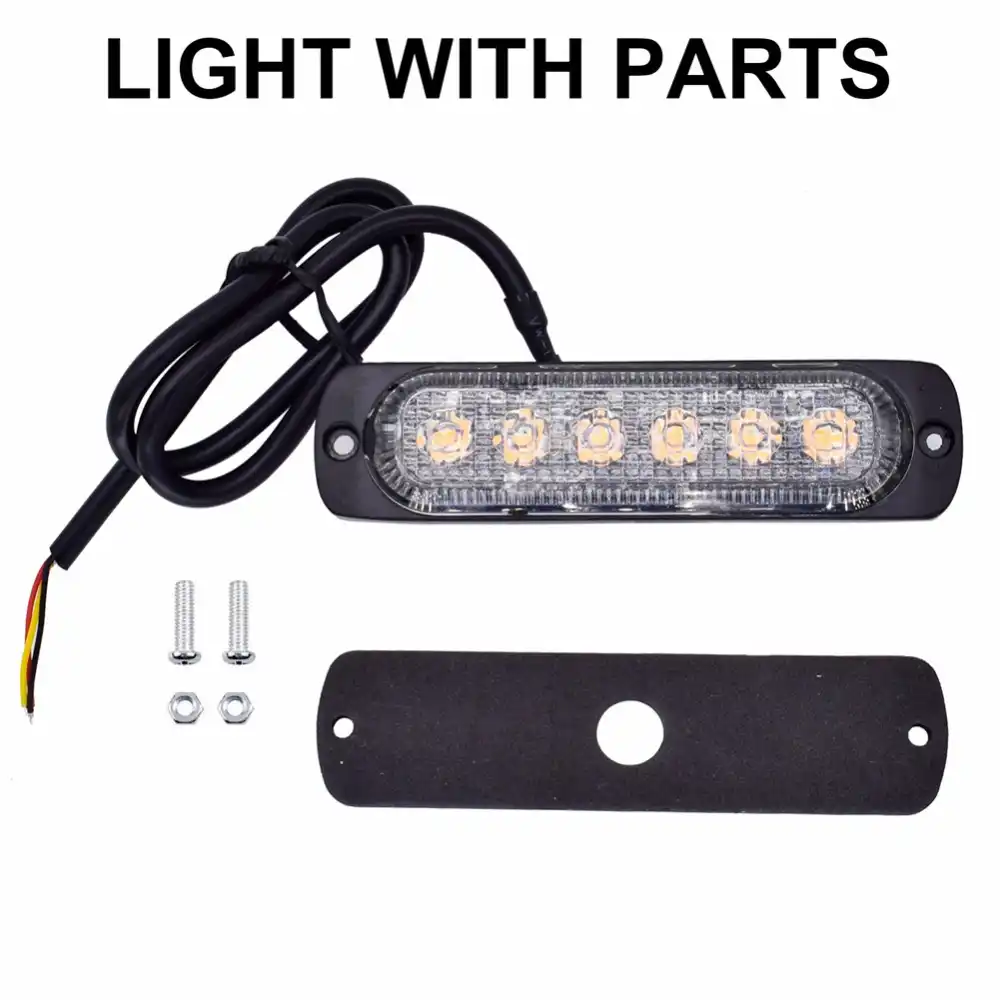 2Pcs Strobe Led Side Marker Lights Car Truck 6 LED Flashing Emergency