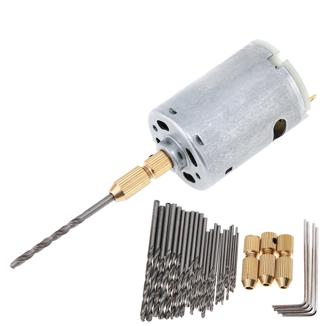 NEW 12V DC Mini Electric Motor DIY Hand Drill with 3pcs Brass Drill