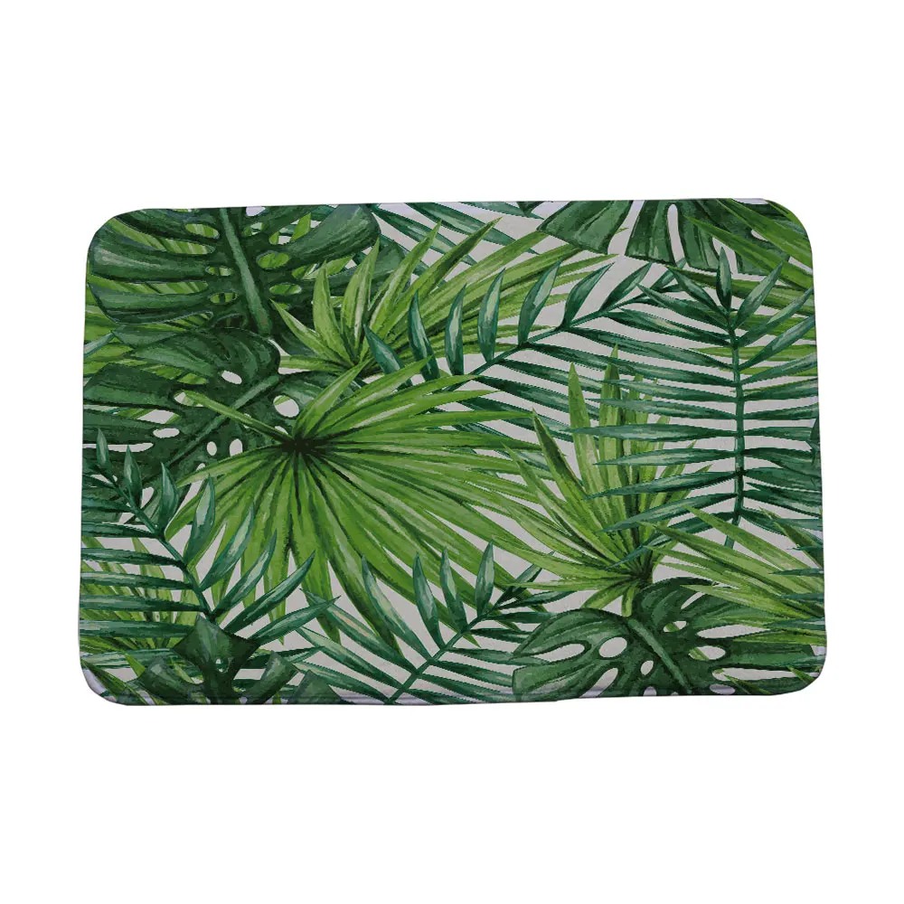Details About Tropical Plants Printed Bathroom Carpet Outdoor Kitchen Floor Mats