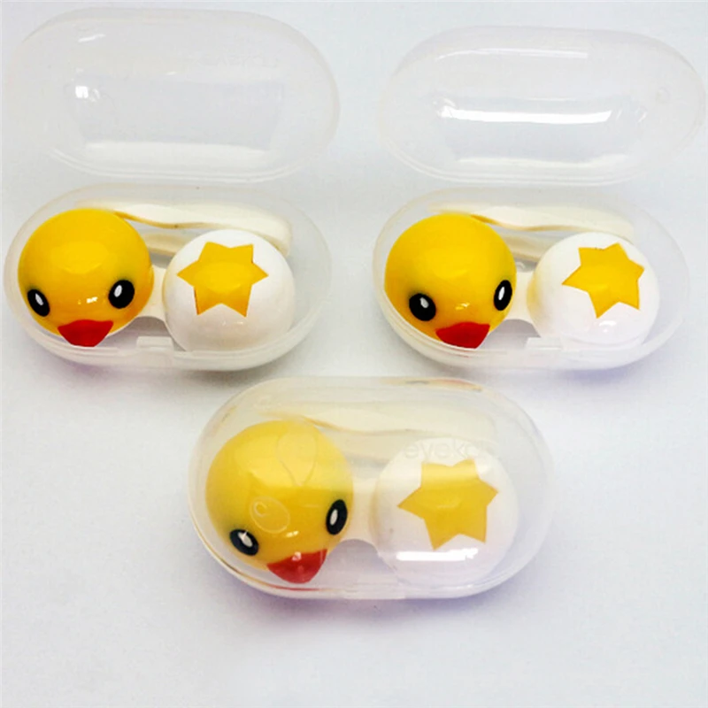 1PC Cute Duck Portable Pocket Contact Lens Case for Travel Contact Lenses Box Accessories