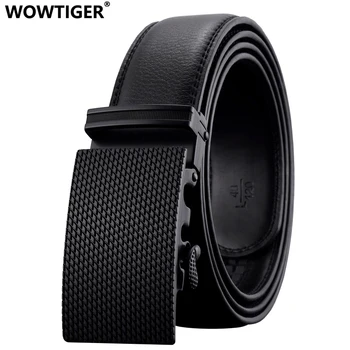 

WOWTIGER New Fashion brand Automatic buckle men belt Alloy buckle Genuine Leather Luxury Belt for men