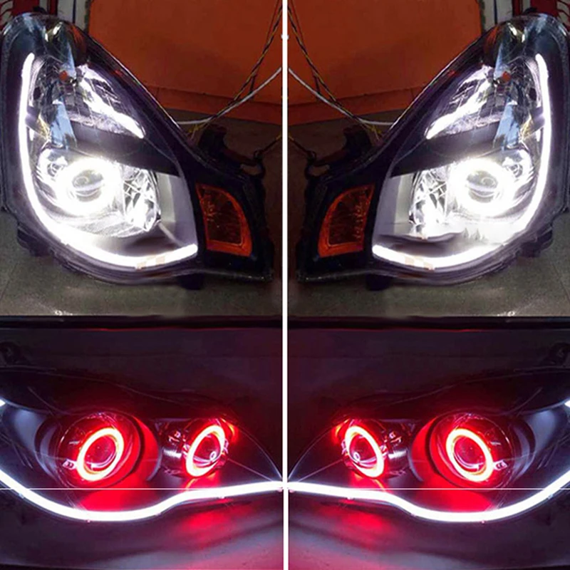 

car Flexible Flowing Car DRL Stop Turn Signals angel eye White LED Daytime Running Light Strip led 30cm 11.81inch 12V Fog lights