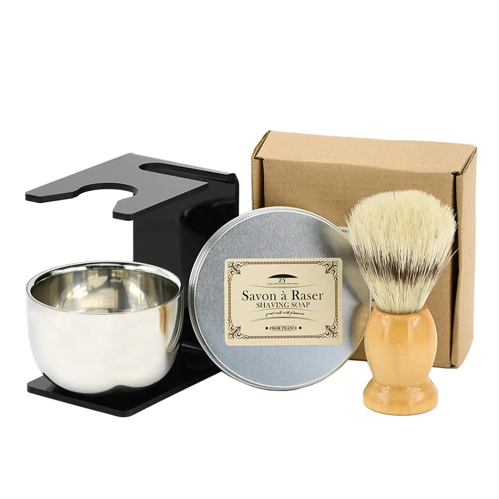 Buy ZY 4pcs/set Shaving Brush Set Men Natural Wood