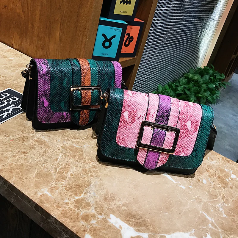 

Fashion Serpentine Women Shoulder Bags With Color Shoulder Strap High Quality Messenger Luxury Bags