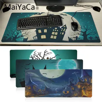 

Maiyaca Halloween full moon Graveyard Pumpkins DIY Design Pattern mousepad Locking Edge Keyboard Mat Table Mat mouse pads anime