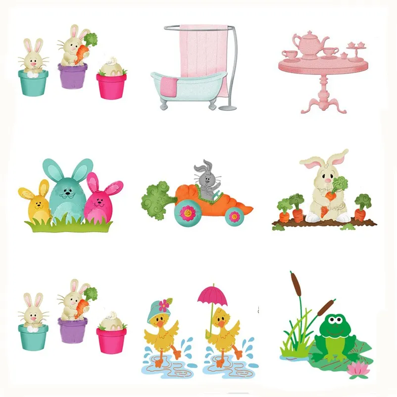 

14 Style New Spring Bunny Metal Cutting Die Scrapbooking Embossing Stencil Card Die For DIY Invitation Album Book Decor