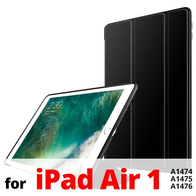 Умный чехол для iPad Air 2 Air 1 9,7 с магнитной подставкой, силиконовая Мягкая задняя крышка из ТПУ для iPad 5 6 из искусственной кожи чехол для iPad Air 2 Чехол - Цвет: Black for Air 1