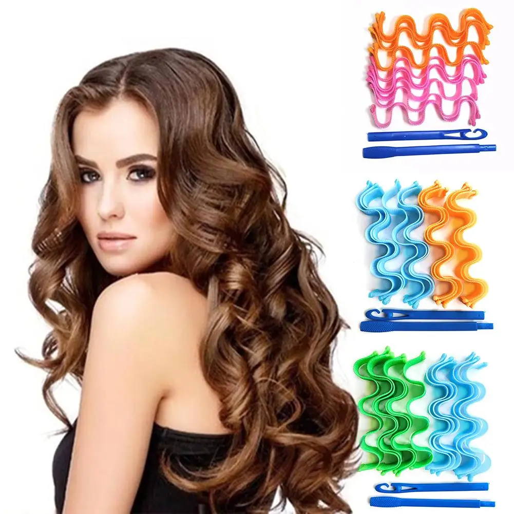 

12Pcs Hair Curlers Rollers Mini Women Magic DIY Plastic Magic Long Hair Curlers No Heat Hairstyling Tools hair curlers rollers