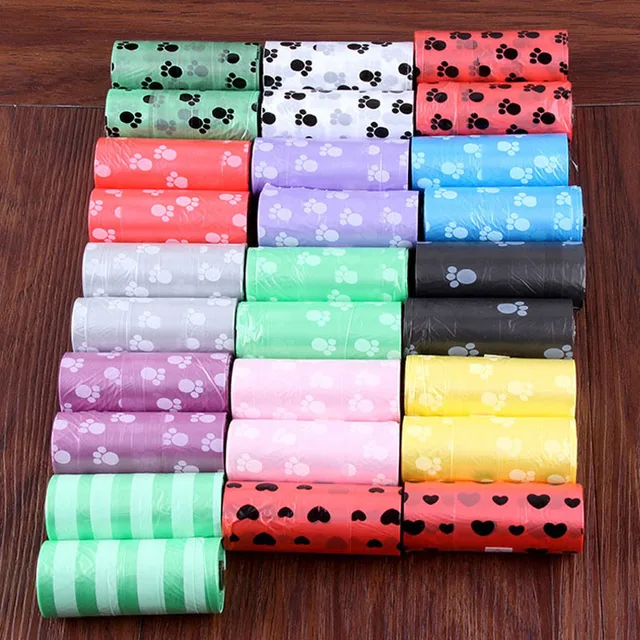 20/40rolls Delicate Degradable Eco-friendly Pet Dog Waste Faeces Bag With Printing Doggy Bag Dog Excrement Bag