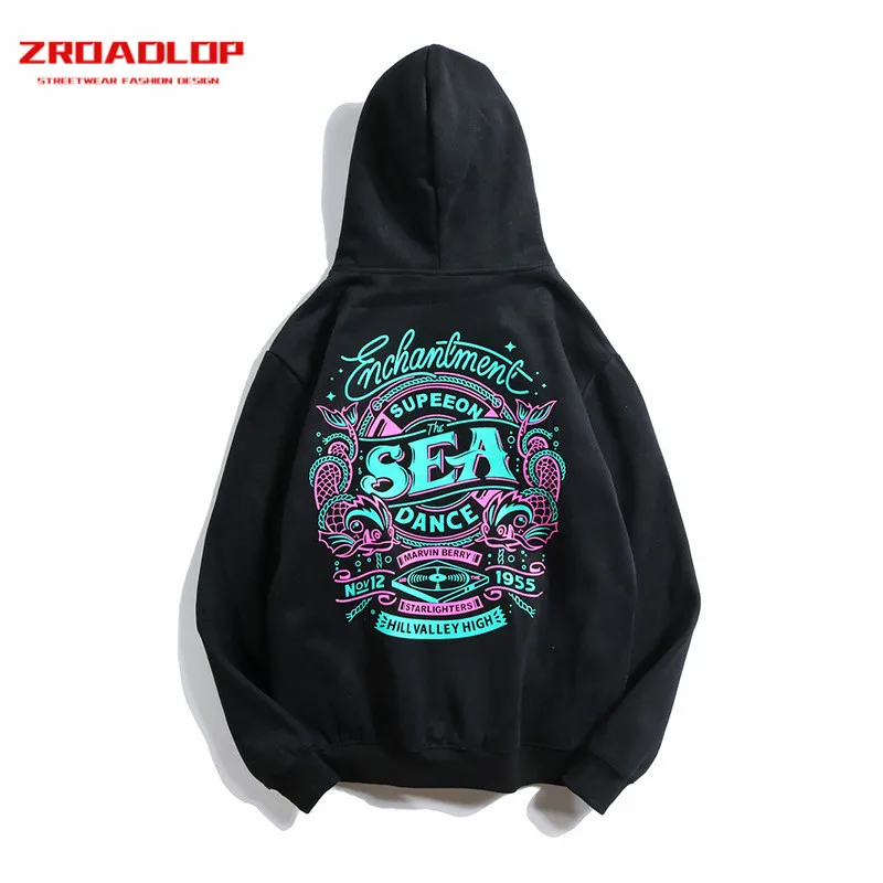 2019 New Winter Warm Sea Printed Men Hoodies Sweatshirts Mens Hip Hop Male Casual High Streetwear Fashion Fleece Hooded Pullover