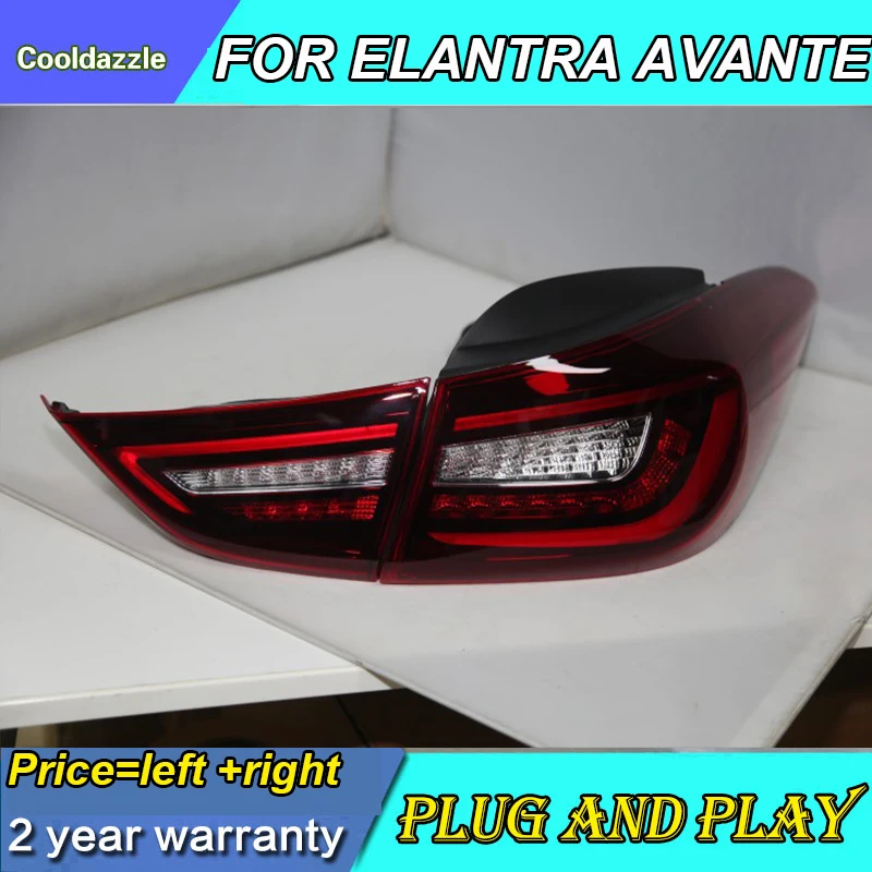 Светодиодный Габаритные задние фонари в сборе для hyundai Avante i35 Elantra 2011 2012 2013 год красный Цвет движущиеся течет включение света