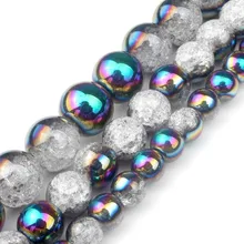 6 8 10 12 мм круглый черный красочный снег трещины кристалл камень бусины для самостоятельного изготовления ювелирных изделий браслет ожерелье серьги 15 дюймов