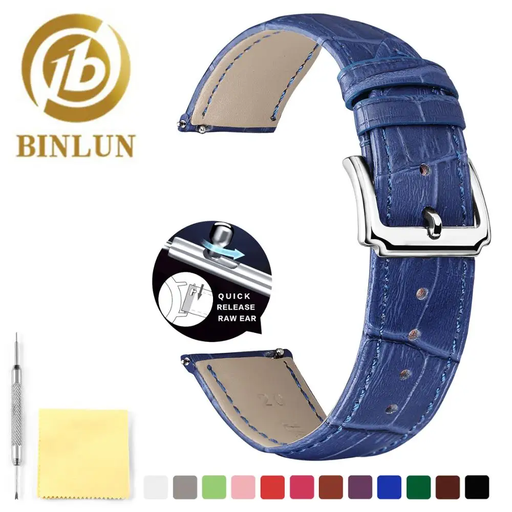 

BINLUN Watchbands Genuine Leather Watch Band straps 12mm 14mm 16mm 18mm 20mm 22mm 23mm Watch accessories Women Men Belt band