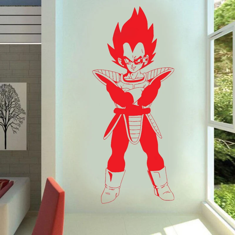 Vegeta виниловая наклейка на стену-Жемчуг дракона Z, DBZ аниме настенное искусство, манга черная наклейка украшение дома детская комната для мальчиков E695