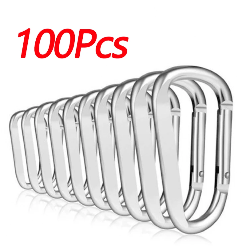 

Small Outdoor Portable Buckles Multi purpose 50/100 pcs Silver/Black Carabiner Spring Belt Clip New High quality