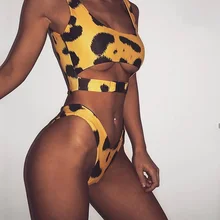 

2018 Newest Bandage Bikini leopard print Swimwear Women Push Up Swimsuit Sexy Brazilian Bikinis Set Sexy Thong Biquini
