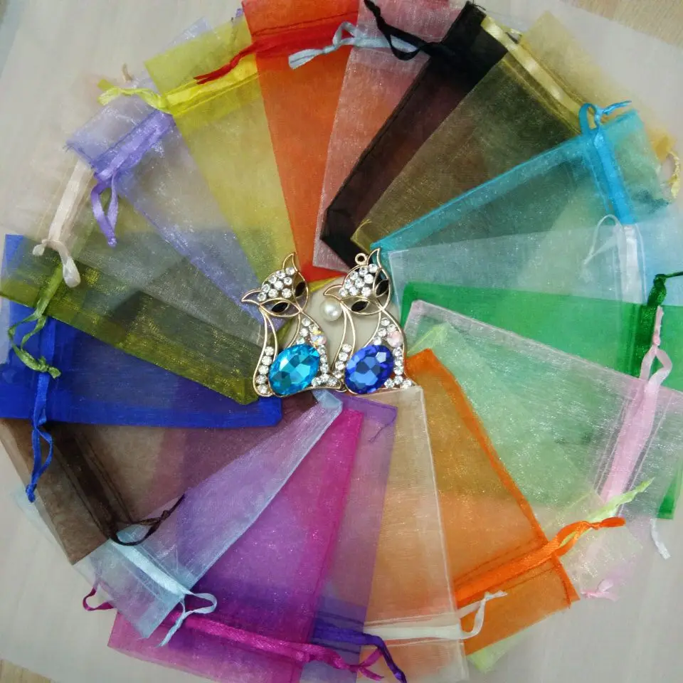 Горячая 500 шт. 18 цветов Малый Drawable органзы Drawstring сумка свадебные конфеты День рождения Подарочная упаковка ювелирных изделий Дисплей сумка - Цвет: Многоцветный