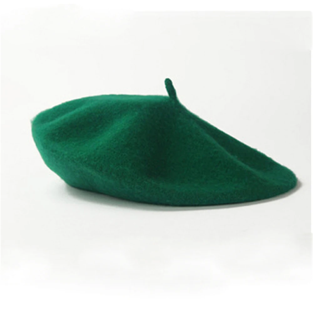 Весенний берет, шляпа художника, плоская кепка для женщин, винтажные шерстяные береты, шапка, однотонная шапочка, кепка s Casquette, Женская Теплая Зимняя кепка - Цвет: deep green
