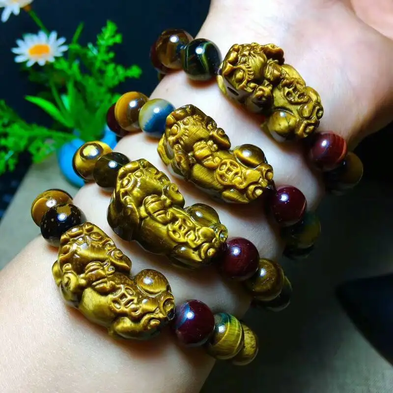 Wholesale JoursNeige Color Tiger Eye Natural Stone Bracelet Bead and Pixiu Bracelet for Men Women Energy Stone Bracelet Jewelry