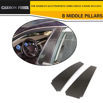 

carbon fiber side door pillars fender trims carbon stickers for Maserati Quattroporte Ghibli 2014 2015