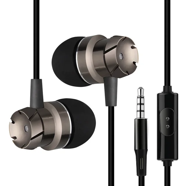 EM3 Metal Earphones Stereo Earpieces Super Bass Headset Sport Running Handsfree Noise Reduction Earbuds With Mic For iPhone 5 6S - Цвет: Black
