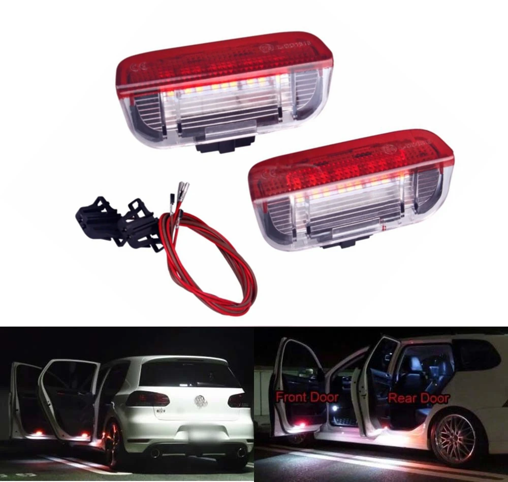 2pcs Door LED Warning LED Lights With Harness For V W