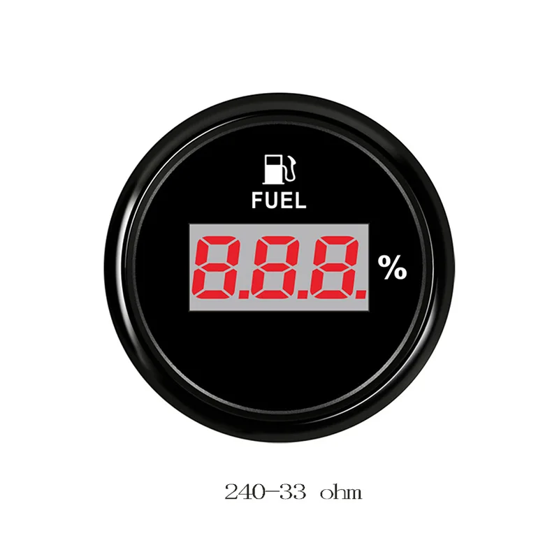 

52 mm Digital Motorcycle Oil Fuel Gauge 240-33 ohm Fuel Oil Tank Level Indicator for Boat Marine Truck Car Fuel Gauge Meter