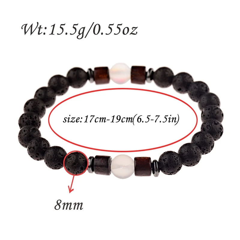 Couple Bracelet Set Natural MoonStone&Wood Bead Tibetan Buddha Bracelet Men Lava Stone Diffuser Bracelets For Women Femme