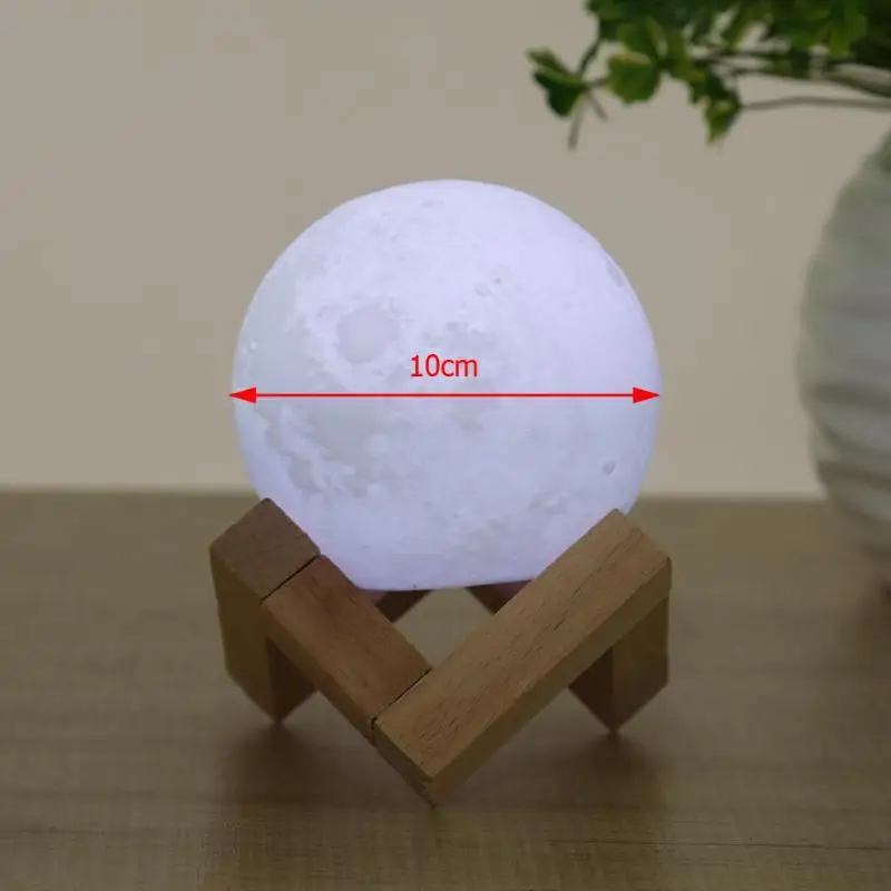 3D принт светодиодный луна лампа USB Перезаряжаемые 16-Цвет дистанционного Управление ночник Украшения в спальню подарок деревянный кронштейн