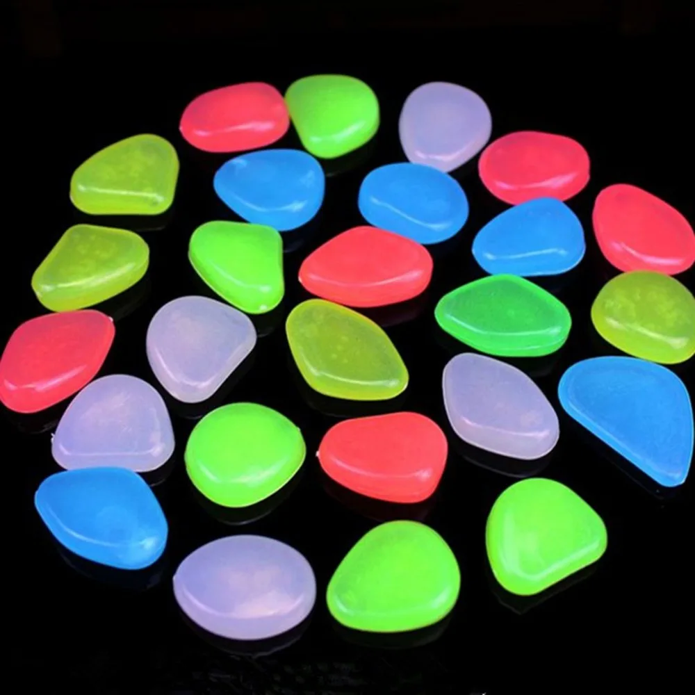 

100pcs Pebble Luminous Stones Glow Dark Garden Decor Road Outdoor Fish Tank Decoration Rocks Aquarium Accesorriy Glow 3 hours