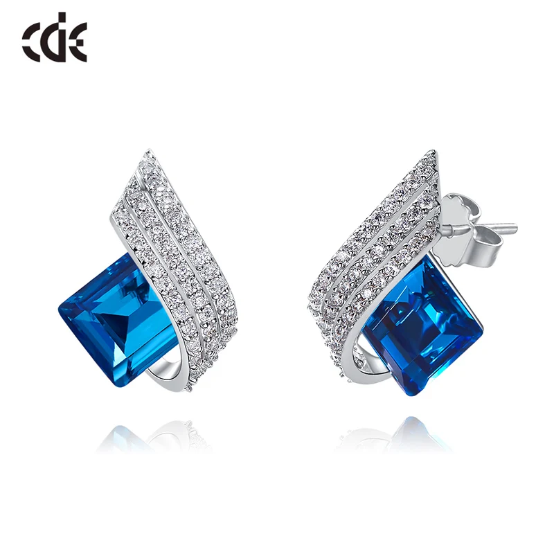 

CDE 925 Sterling Silver Earrings Embellished with crystals from Swarovski Stud Earrings For Women Brincos Para As Mulheres Gifts