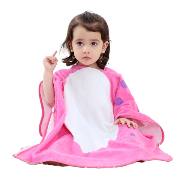 MICHLEY, детский банный халат, милый банный халат с капюшоном и рогом быка, От 0 до 7 лет хлопковые пижамы с разноцветными животными для малышей детское полотенце, QWC - Цвет: Pink