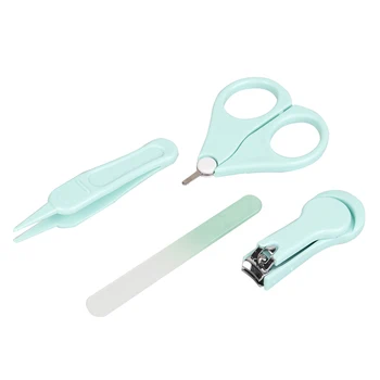 

Nail Care 4 Pcs Baby Nail Clipper Set Safe Tweezers and Nail File Baby Nail Care Set for Newborn Infant Toddler Kids safety ABS
