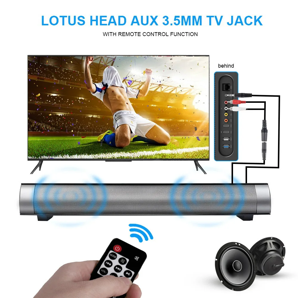 Powerful Soundbar TV Speakers Bluetooth Music Louderspeaker Stereo Super Bass Sound Bar For Computer font b
