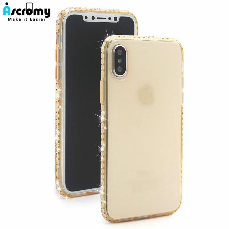 Ascromy блестящий чехол со стразами для iPhone XS Max X XR 7 7Plus 8 6 6s Plus 5S se Кристальный Мягкий