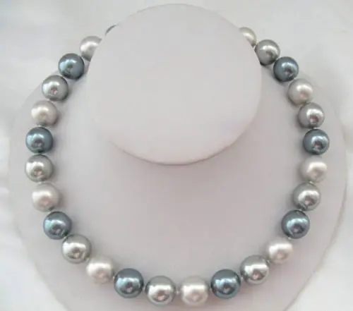 

Free Shipping >>>>>stunning 11-12mm TAHITIAN BLUE SILVER MULTICOLOR PEARL NECKLACE18"14KG