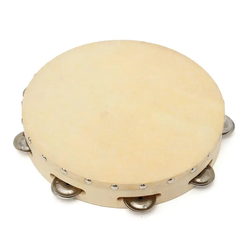 10 дюймов деревянный круглый ручной Тамбурин с 8 шт колокол для детей Обучающие, музыкальные перкуссий игрушка