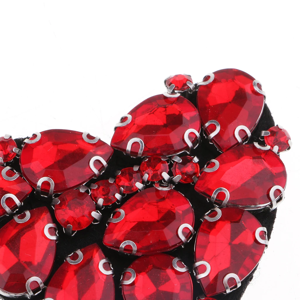 Red Heart Beaded Rhinestones Patch Sew on Patch Embroidered Patch Applique Decoration