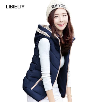

Waistcoats,Vest Women Cardigans Jacket Winter Warm Women Coats Down Vest With Hood Womens Vest Coat Colete Feminino