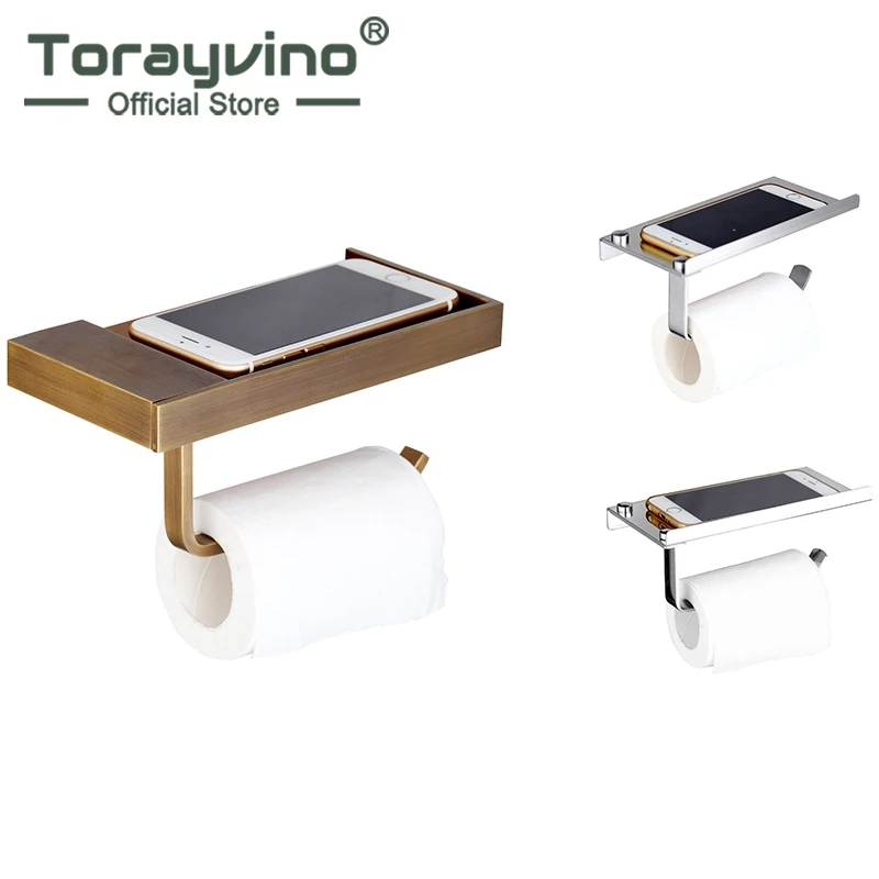 Torayvino Design Stainless Steel Bathroom Toilet Paper Holders Wall Mount Roll Tissue Rack Holder With Shelf 3 Colors | Обустройство