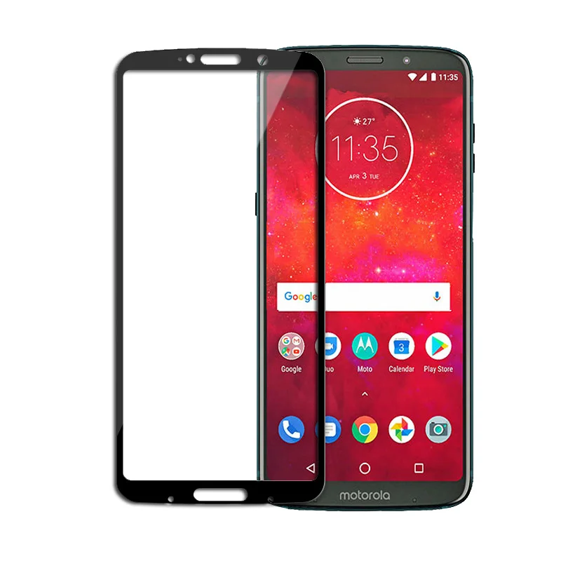 Tempered-Glass-Film-For-Motorola-Moto-Z3-Play-Full-Cover-Arc-Edge-Round-Border-Scratch-Proof