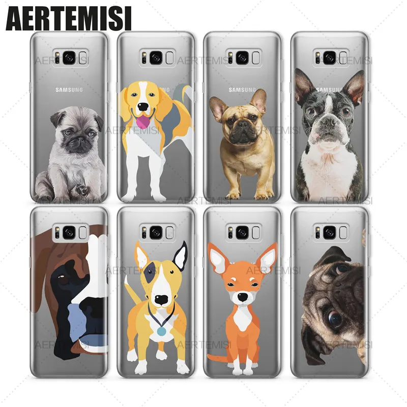 Прозрачный чехол из ТПУ Aertemisi для Samsung Galaxy S6 S7 S8 Edge Plus немецкий овчарка Бостон