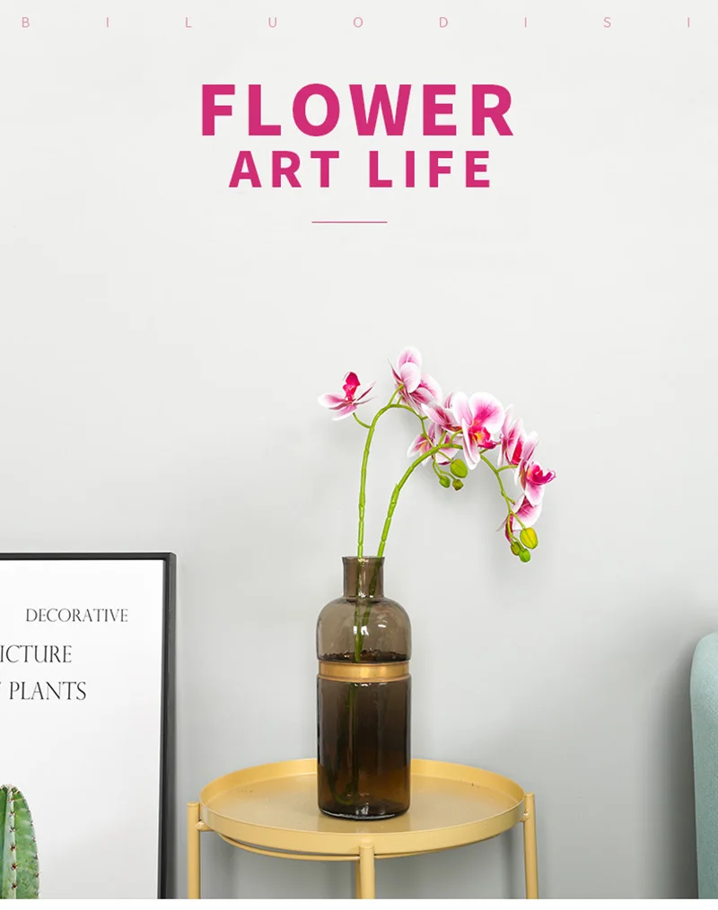 Flone Artificial Silk Fake Flowers 70cm Artificial Butterfly Orchid Flowers Branch Wedding Living room Home Warm Decoration (1)