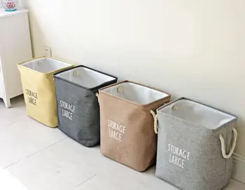 

STORAGE open laundry bucket thickened lining square storage basket linen fabric clothing box