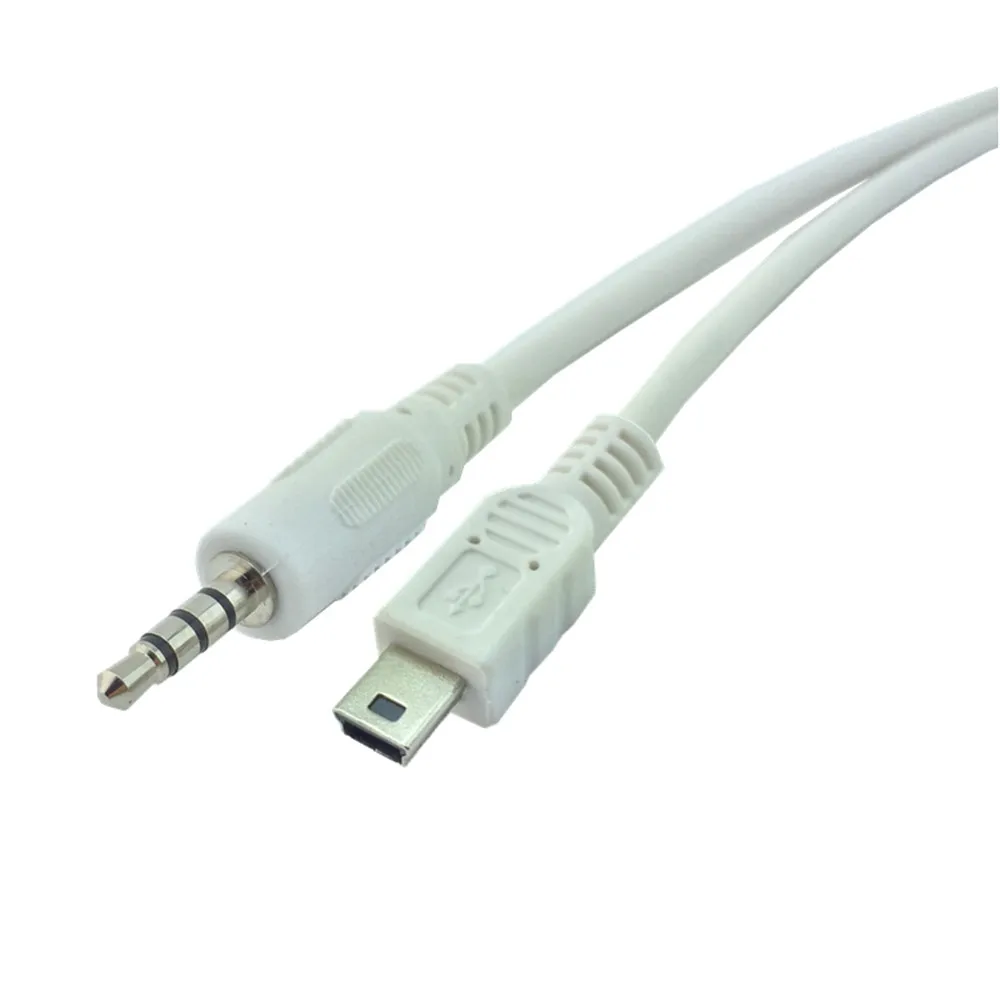 0.5M 3.5mm Car Hifi AUX Audio Mini USB Cable Cord White For MP3/4 Mini USB Device free shipping