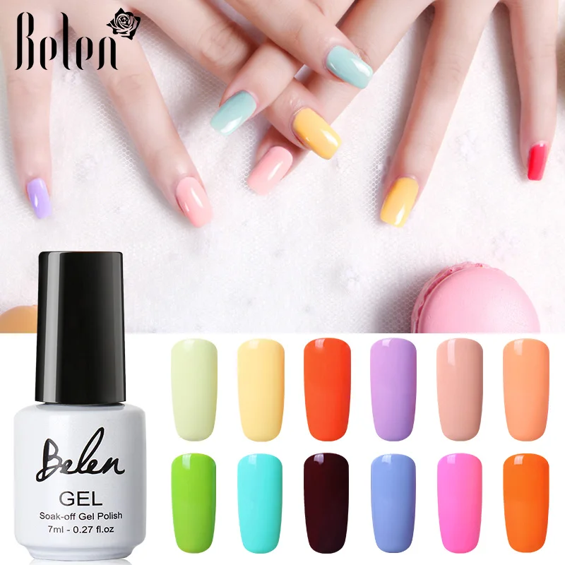 

Belen Pure Summer Color Macaron Nude Gray UV LED Nail Gel Polish Varnishes Lacquer 7ml Base Top Manicure Semi Permanent Vernis