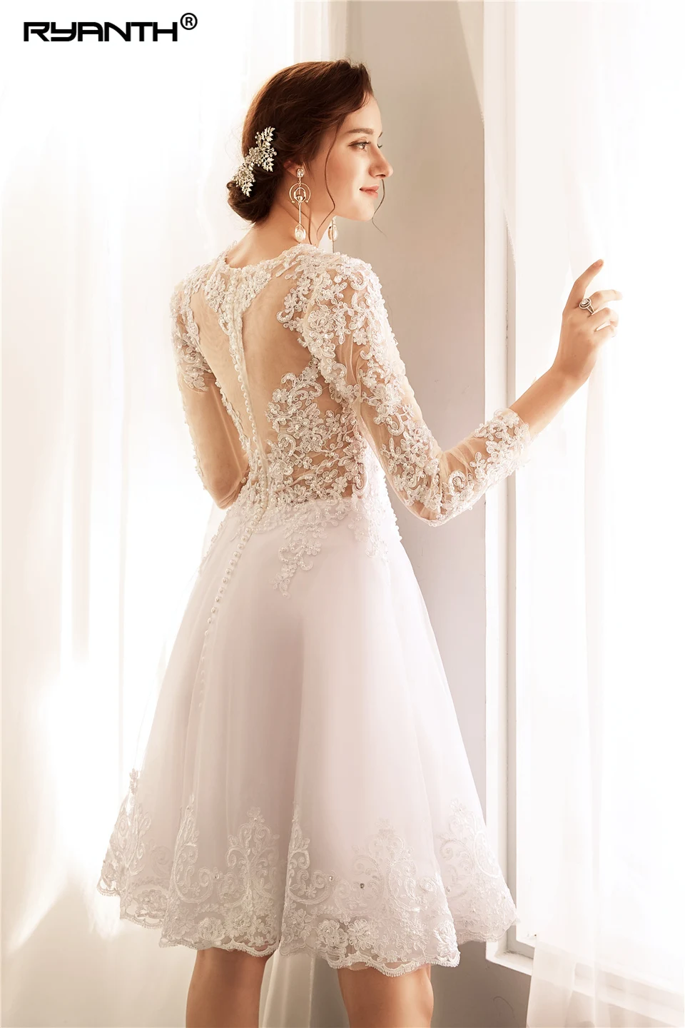 Ryanth Vestido De Noiva бальное платье с длинным рукавом свадебные платья 2018 со съемным