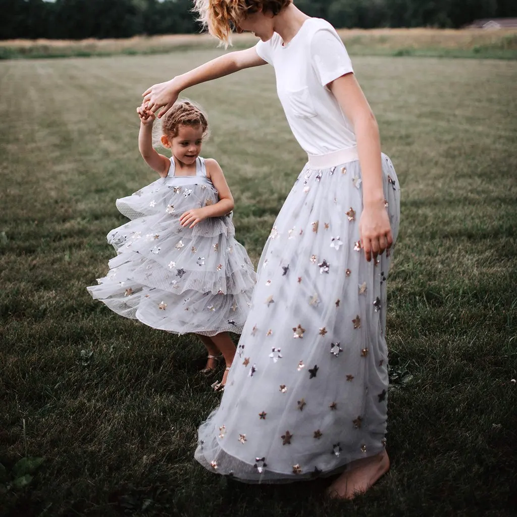 kids dresses girls dress princess dresses star lace luxury party girl twins sleeveless shoulerless